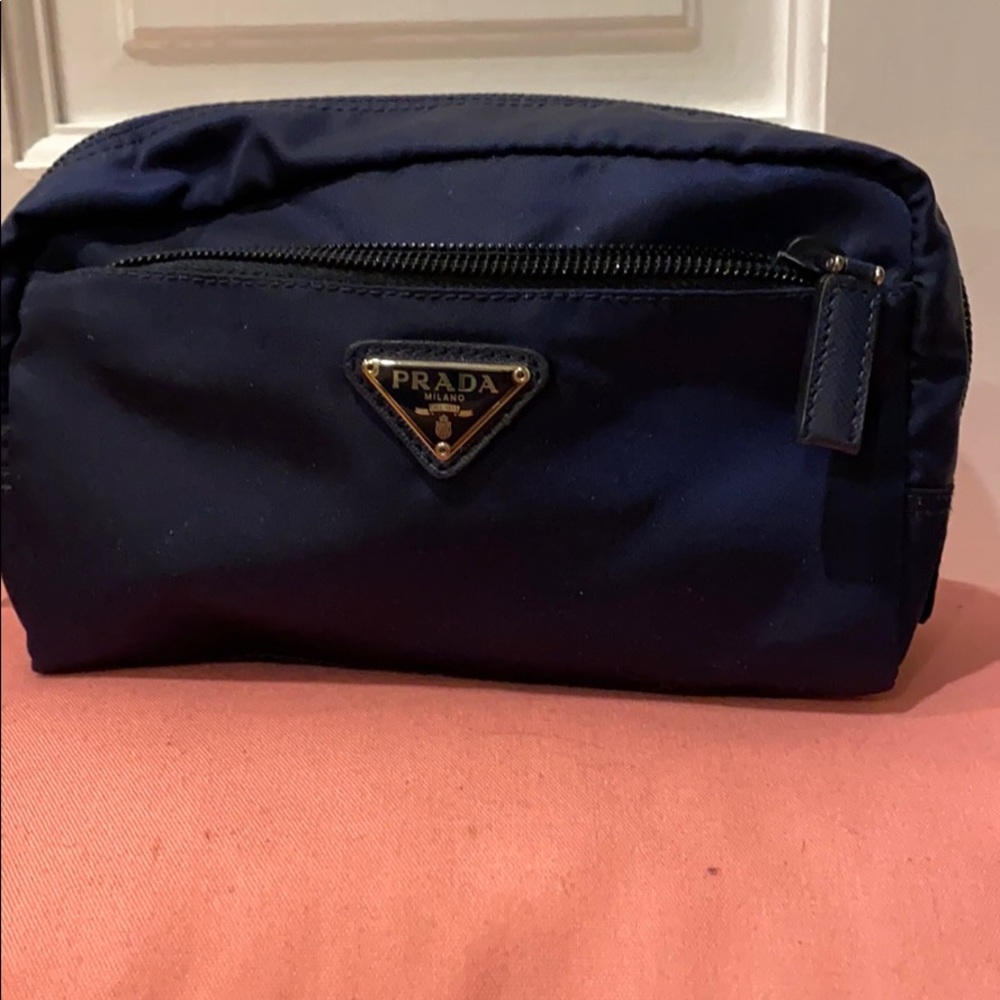 Authentic Prada Nylon Navy Blue Pouch